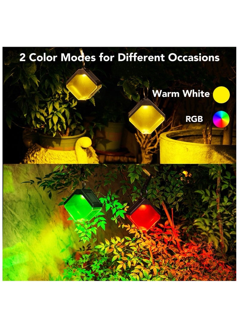 Oasis Casa 4 Pack Solar Wall Lights Outdoor, Decorative Hanging Garden Lights, Warm White & Multicolor Chandelier Lights for Garden Backyard Pathway Fence Driveway Patio Balcony, Screws Clips Rope Included  - Image 4
