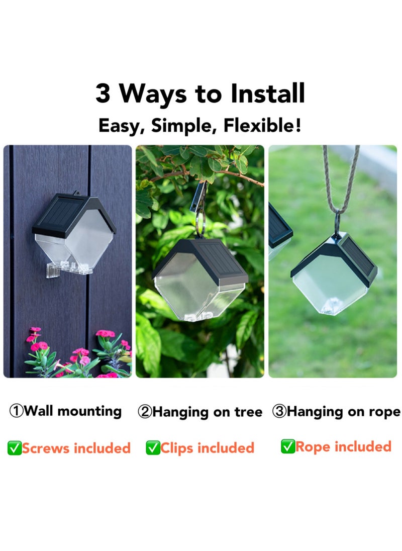 Oasis Casa 4 Pack Solar Wall Lights Outdoor, Decorative Hanging Garden Lights, Warm White & Multicolor Chandelier Lights for Garden Backyard Pathway Fence Driveway Patio Balcony, Screws Clips Rope Included  - Image 5