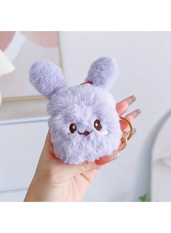 Purple Cute Fluffy Rabbit Protective Case For AirPods 1 2 Wireless Earphones - Image 1
