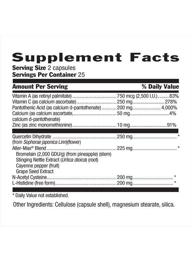Country Life Aller-Max with Quercetin, Bromelain and Vitamin C Vegetarian Capsules, 50 Count, Certified Gluten Free, Certified Vegan… - Image 2
