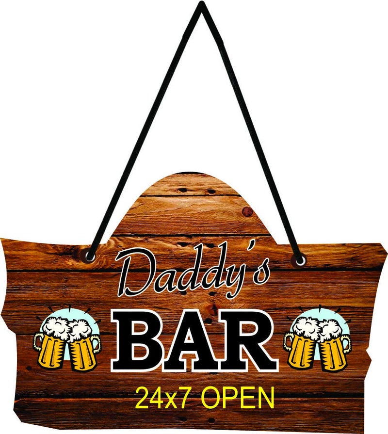 KREEPO Daddy's Bar (24x7 Open) Wooden Wall Hanging/Door For Decorative For Home & Kitchen (8inchX10inch) - Image 5
