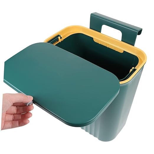 JUVIW Kitchen Trash Can Garbage Can, Hanging Garbage Can, Wall Mounted Garbage Can, Covered Garbage Can, Garbage Can in Narrow Places - Image 2