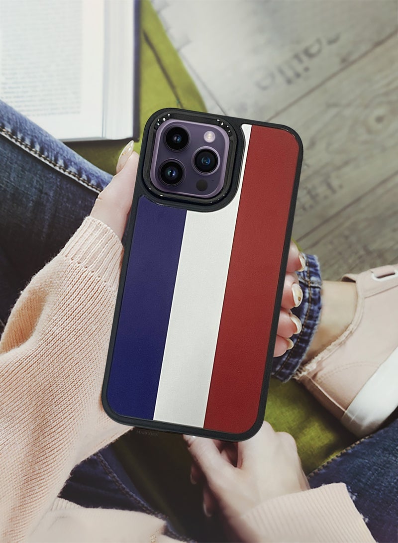 For iPhone 14 Pro Case Hard PC Protective Cover – Slim Shockproof Back Cover with Raised edges Camera Protection - France Flag Black - Image 3