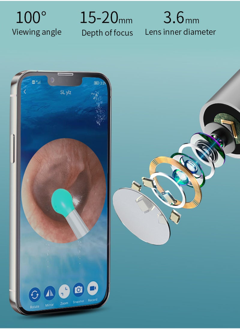 ULHYC - Ear Wax Removal Visual ear scoop ear pick wireless wifi endoscope high definition ear picking Wi-Fi Visible Wax Elimination Spoon For iPhone, iPad, Android Phones - Image 1