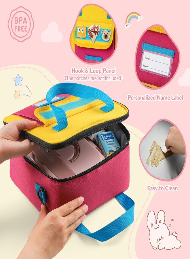 REDSHELL Lunch Box Kids, Large Insulated Lunch Bag for Girls Boys, Cute Lunchbag Cooler Lunchbox Lunch Tote Pail, Gift for Kids Toddler School Daycare, with Water Bottle Holder Shoulder Strap -Pink - Image 3