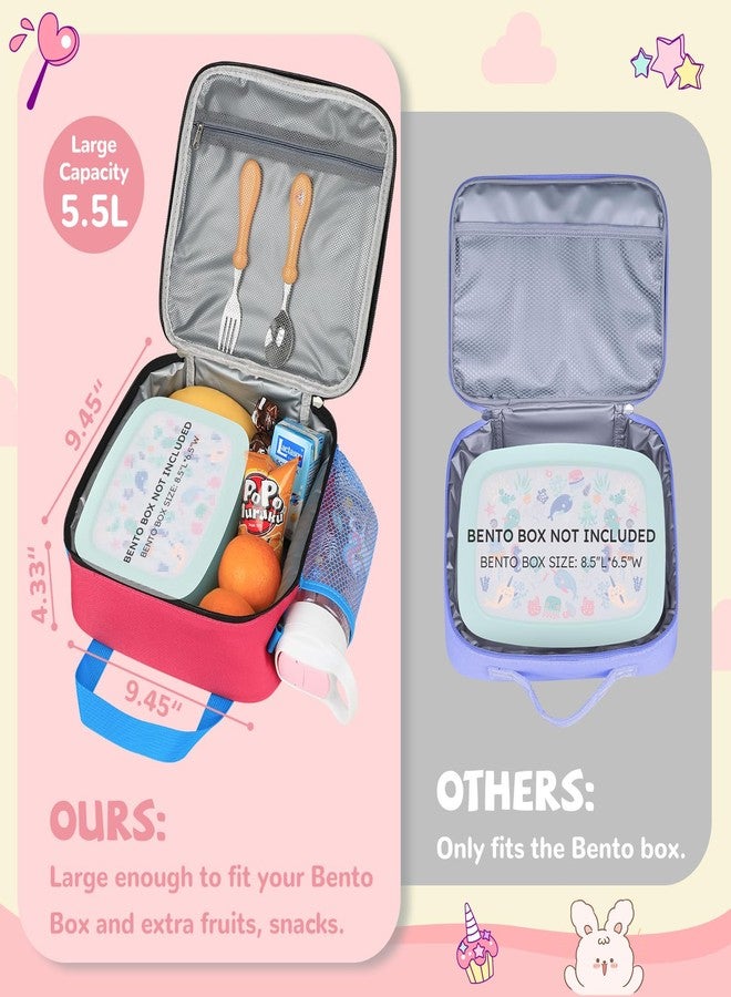 REDSHELL Lunch Box Kids, Large Insulated Lunch Bag for Girls Boys, Cute Lunchbag Cooler Lunchbox Lunch Tote Pail, Gift for Kids Toddler School Daycare, with Water Bottle Holder Shoulder Strap -Pink - Image 2