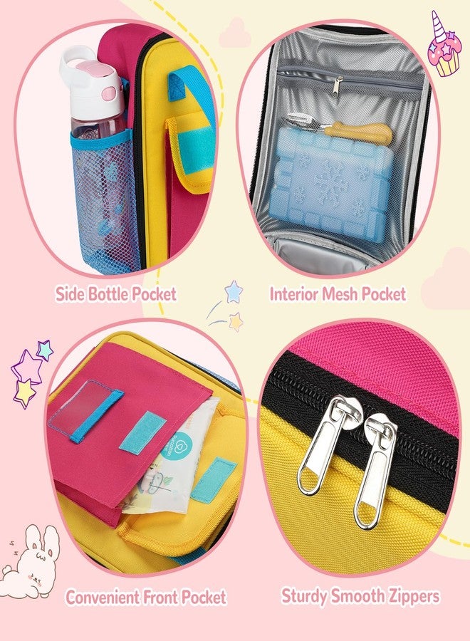 REDSHELL Lunch Box Kids, Large Insulated Lunch Bag for Girls Boys, Cute Lunchbag Cooler Lunchbox Lunch Tote Pail, Gift for Kids Toddler School Daycare, with Water Bottle Holder Shoulder Strap -Pink - Image 5