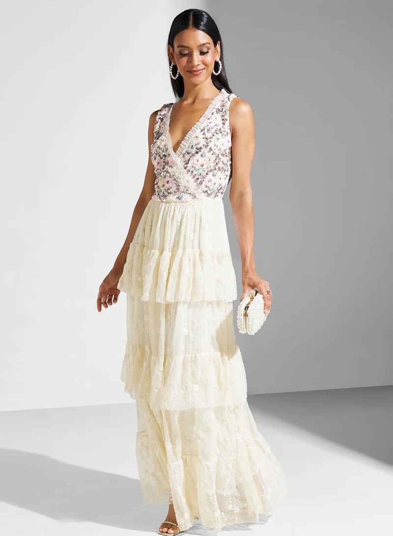 Maya Floral Bodice Tiered Dress