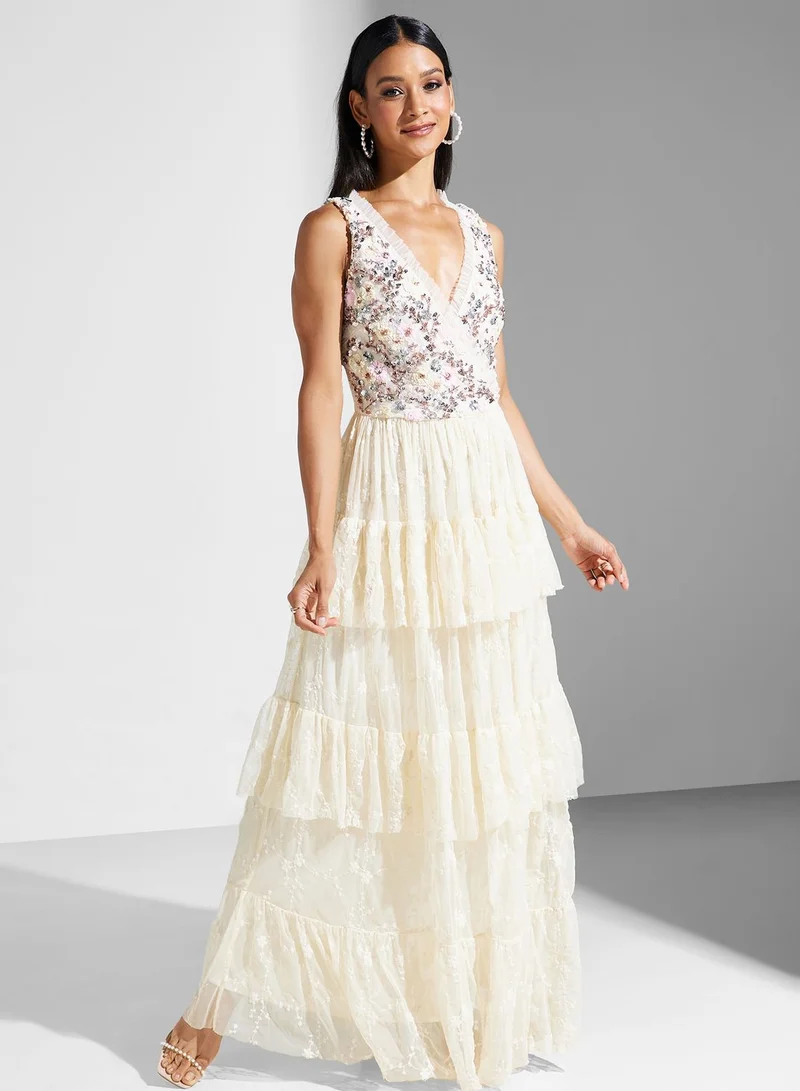 Maya Floral Bodice Tiered Dress