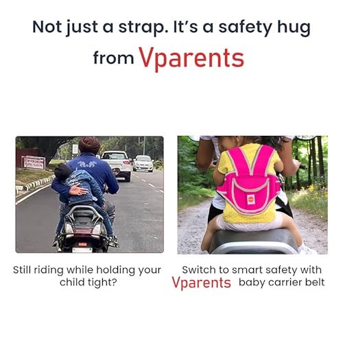 Vparents Ava Kids Safety Two Wheeler Seat Belt/Front Standing and Sitting Behind (Pink) - Image 4