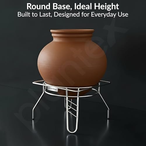 Plantex Stainless Steel 2-Tier Matka Stand for Water Pot/Water Pot Stand for Kitchen/Square Matka Stand with Tray - (1185, Chrome) - Image 3