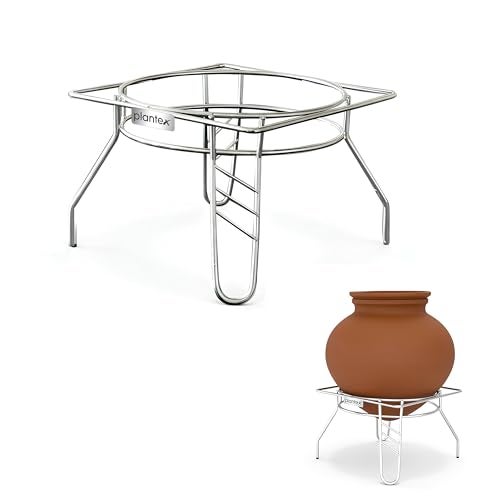 Plantex Stainless Steel 2-Tier Matka Stand for Water Pot/Water Pot Stand for Kitchen/Square Matka Stand with Tray - (1185, Chrome) - Image 1