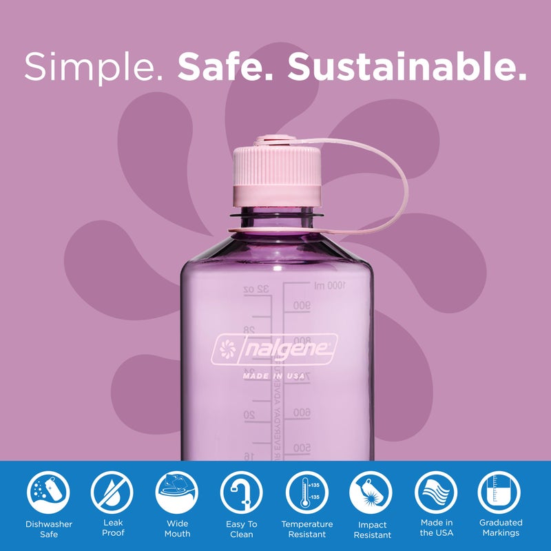 Nalgene Sustain Tritan BPA-Free Water Bottle Made with Material Derived from 50% Plastic Waste (using ISCC certified mass balance)  32 OZ  Narrow Mouth  Cherry Blossom - Image 2