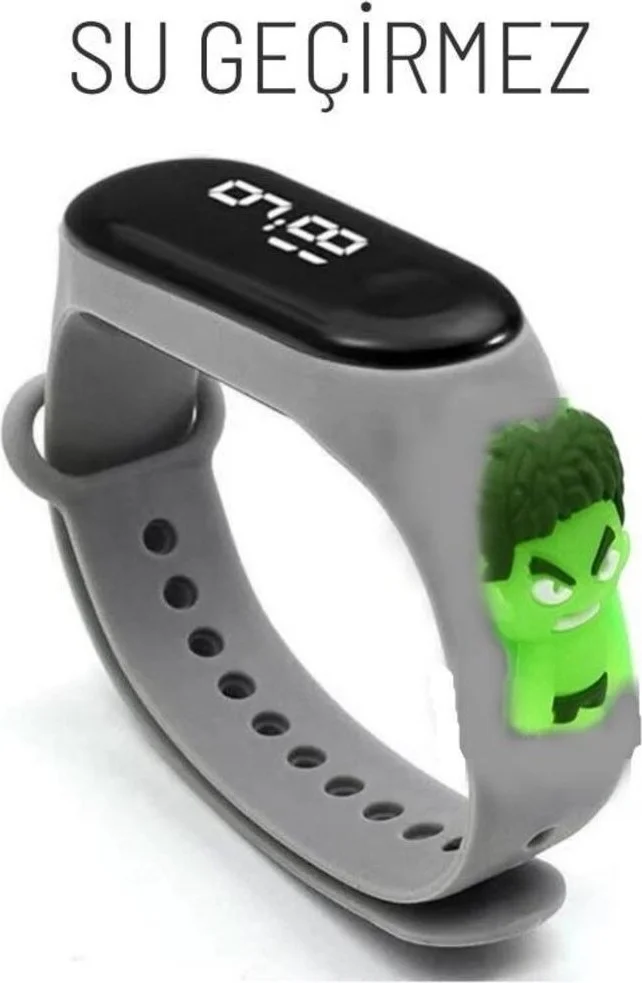 دي زي سي كوزنلر أفم Dzc Cousins ​​Avm Digital Touch LED Screen Waterproof Children's Wristwatch with Figure Silicone Cord Bracelet Character