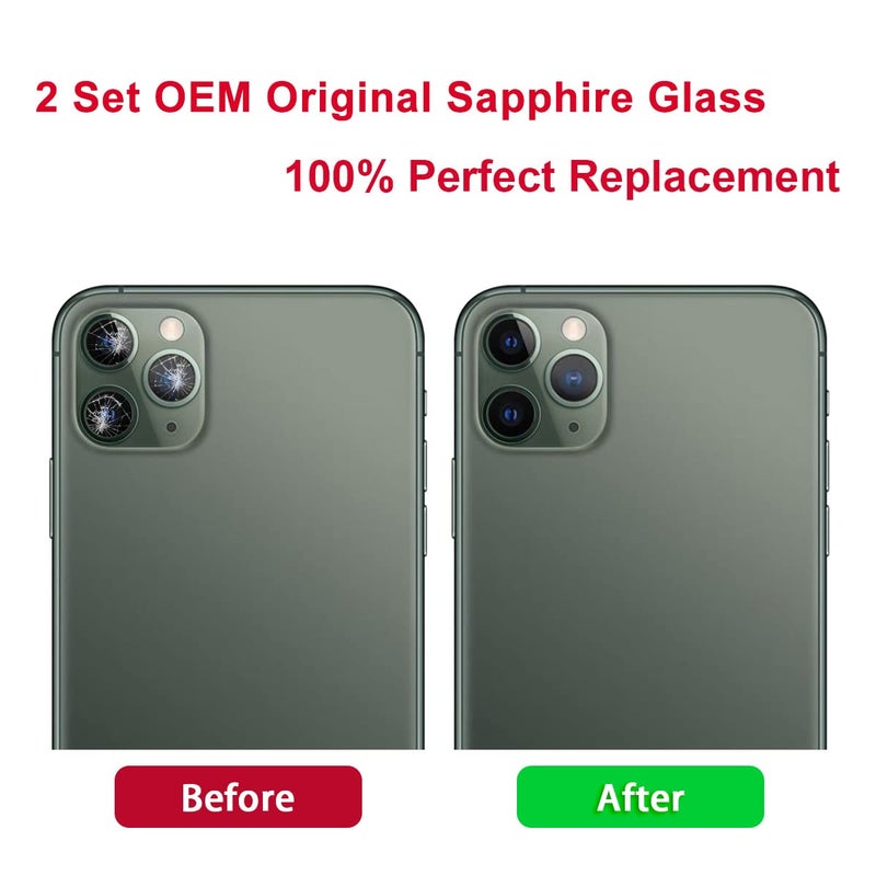 Perzework 2 Set Original Back Rear Camera Lens Glass Replacement for iPhone 11 Pro Max and iPhone 11 Pro with pre-Installed Adhesive and Reparing Toolkit - Image 5