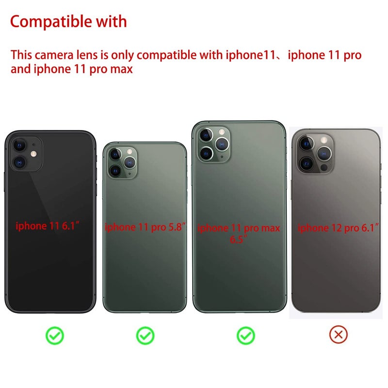 Perzework 2 Set Original Back Rear Camera Lens Glass Replacement for iPhone 11 Pro Max and iPhone 11 Pro with pre-Installed Adhesive and Reparing Toolkit - Image 2