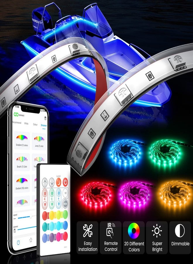 MYPLUS 15ft LED Boat Lights Strip with Bluetooth Control, Waterproof Marine Lights for Cockpit, Deck, Cabin, Pontoon and Fishing Boat - Image 2