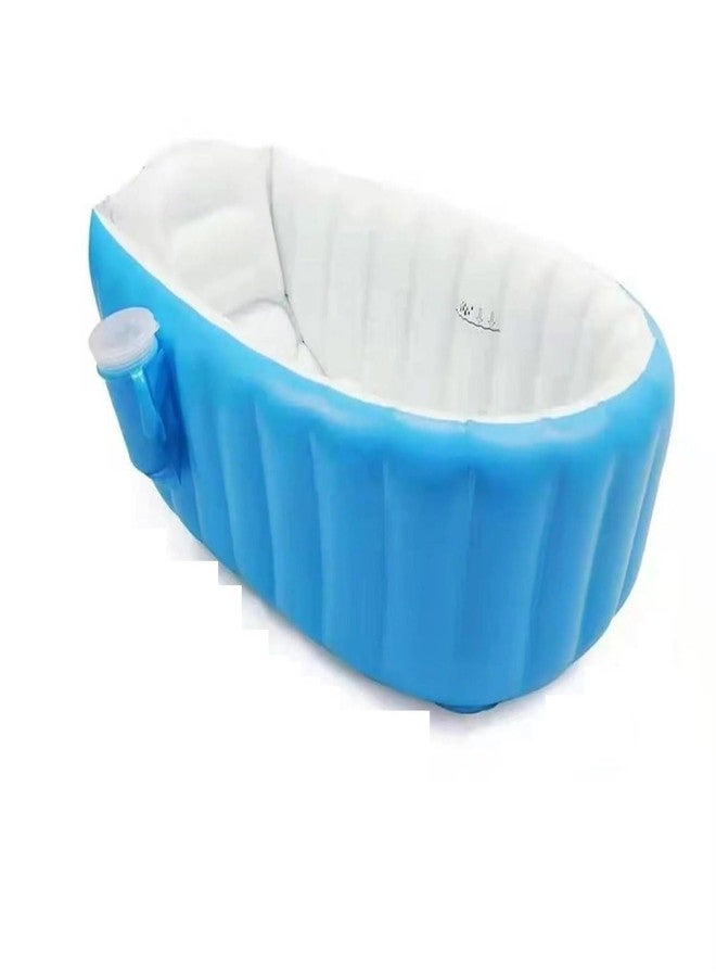 DIPDEY Inflatable Baby Bath Tub with Pump Portable Baby Tub with Built-in Air Pump Foldable Non-Slip Shower Basin Mini Air Swimming Pool for Newborn(Pack of 1) - Image 1