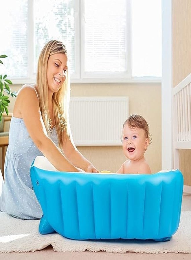 DIPDEY Inflatable Baby Bath Tub with Pump Portable Baby Tub with Built-in Air Pump Foldable Non-Slip Shower Basin Mini Air Swimming Pool for Newborn(Pack of 1) - Image 3