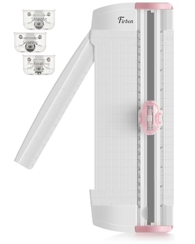 Firbon 3-in-1 Paper Cutter, 9" Compact A5 Paper Trimmer with Straight Cut, Scoring & Perforating Blades for Cardstock, Scrapbooking, Crafting, Labels & Home Office (Pink) - Image 1