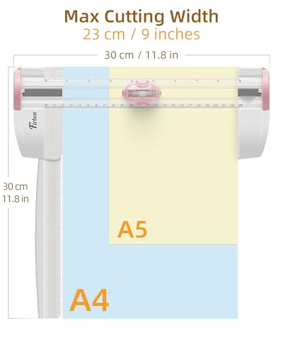 Firbon 3-in-1 Paper Cutter, 9" Compact A5 Paper Trimmer with Straight Cut, Scoring & Perforating Blades for Cardstock, Scrapbooking, Crafting, Labels & Home Office (Pink) - Image 3
