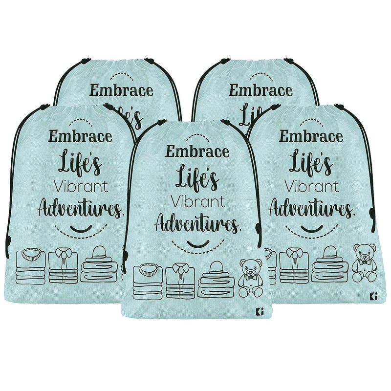 Kuber Industries Pack of 5 Cloth Storage Bag NonWoven Storage Organizer Travel Cloth Carrying Bag Garments Cover for Laundry Travel Storage Organizer for Clothing Large Grey - Image 1