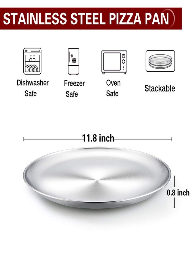 TeamFar Pizza Pan, 12 inch Stainless Steel Pizza Pan Set Round Pizza Oven Pans Tray for Baking Serving, Healthy & Heavy Duty, Dishwasher Safe & Easy Clean - Set of 3 - Image 2