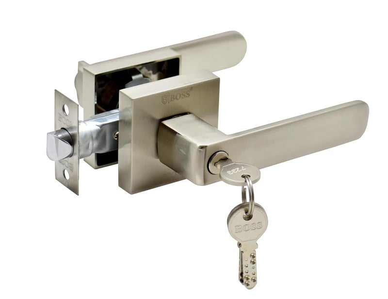 B BOSS B BOSS Lever Handle Lock Set Replacement for Mortice Cylindrical Locks 3 HighSecurity Dimple Keys Keyless Option 5Year Warranty Made in India 3 Dimple Key Silver  - Image 1
