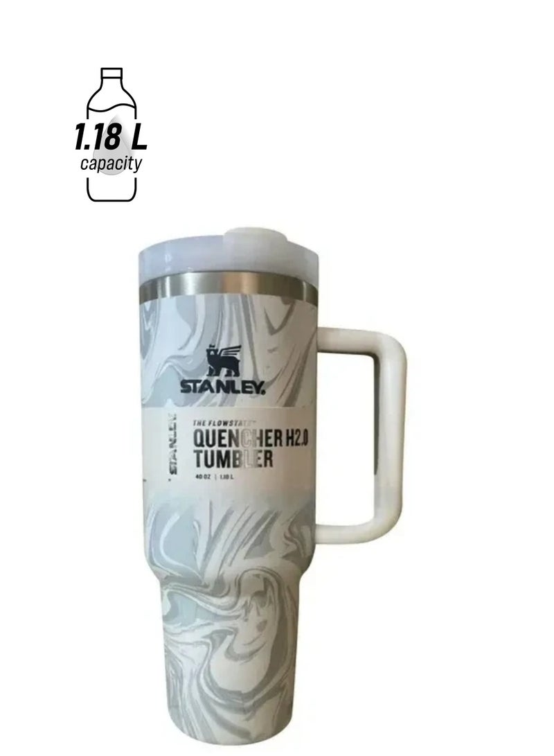 Stanley 40 Oz Tumbler with Handle and Straw – Leak-Resistant Flip Lid, Vacuum Insulated Stainless Steel, Portable Travel Tumbler | Keeps Drinks Hot or Cold for Hours – Ideal for Office, Outdoor, and On-the-Go Use - Image 1