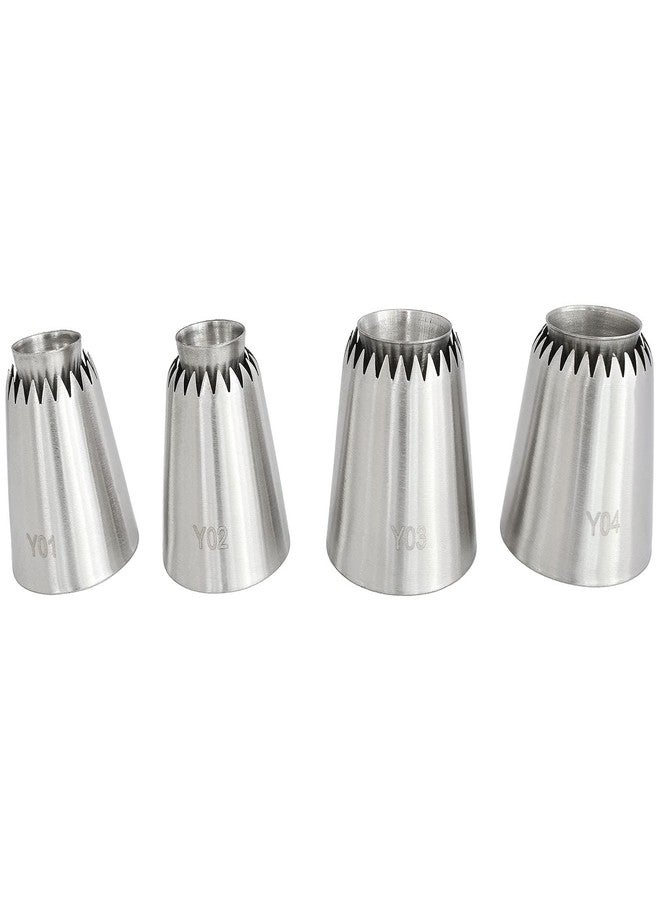 Longdex Sultan Piping Nozzle 4PCS 304 Stainless Steel Russian Piping Tips Sultan Ring Baking Mold Icing Nozzle Cookies Cupcake Icing Decorating Supplies Decorating Kit - Image 1