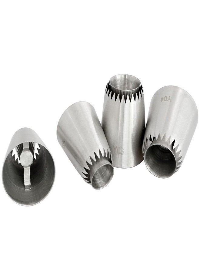 Longdex Sultan Piping Nozzle 4PCS 304 Stainless Steel Russian Piping Tips Sultan Ring Baking Mold Icing Nozzle Cookies Cupcake Icing Decorating Supplies Decorating Kit - Image 4