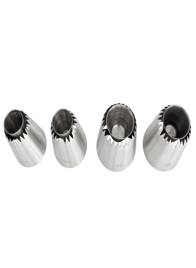 Longdex Sultan Piping Nozzle 4PCS 304 Stainless Steel Russian Piping Tips Sultan Ring Baking Mold Icing Nozzle Cookies Cupcake Icing Decorating Supplies Decorating Kit - Image 3