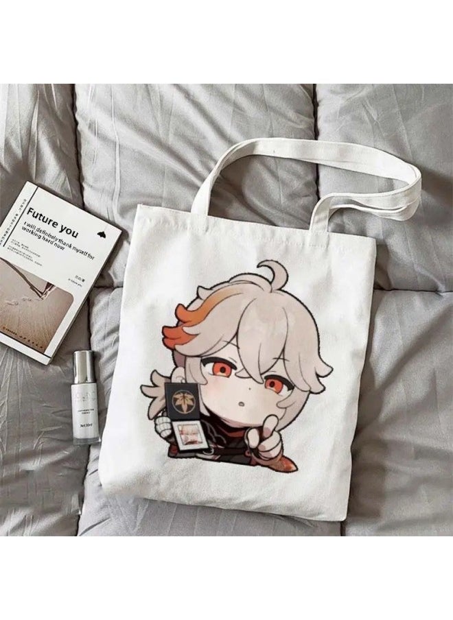 Generic - Original God Maple Leaf Surrounding Q Canvas Bag Cartoon Cute Student Schoolbag Secondary Diy High Color Value Shoulder Handbag-Specifications:Standard-Color:6 Ordinary Models-durable*/*no Zipper** - Image 1