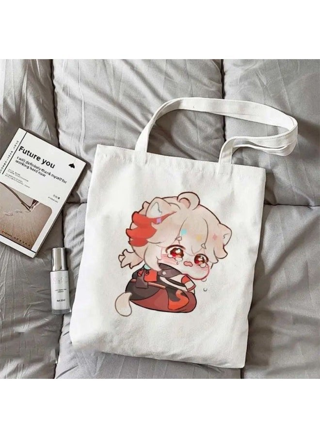 Generic - Original God Maple Leaf Surrounding Q Canvas Bag Cartoon Cute Student Schoolbag Secondary Diy High Color Value Shoulder Handbag-Specifications:Standard-Color:6 Ordinary Models-durable*/*no Zipper** - Image 1
