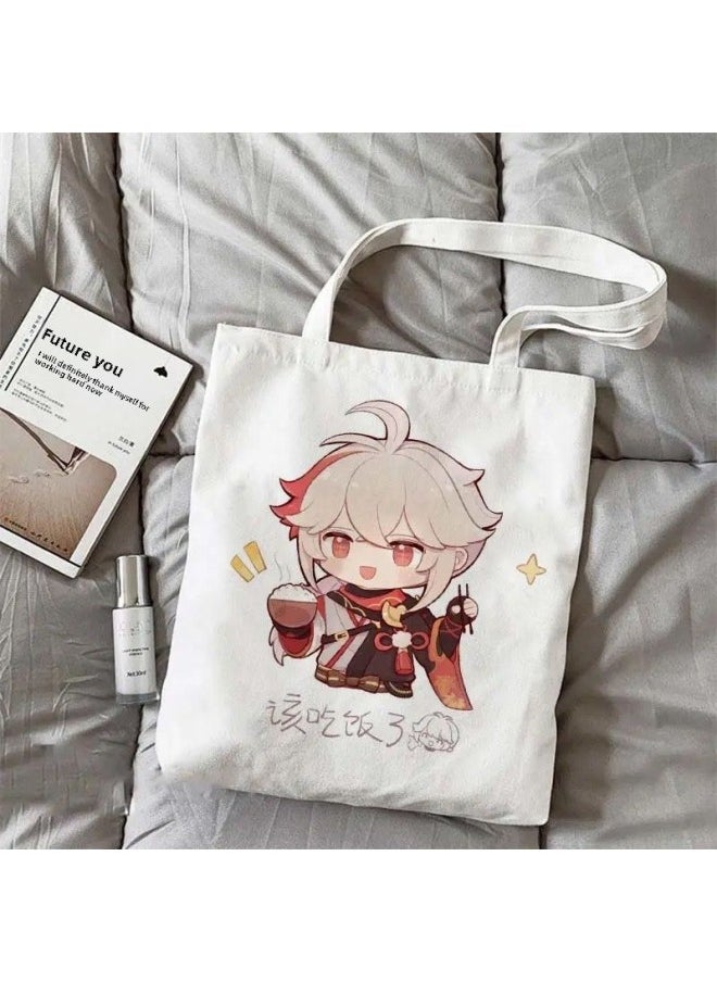 Generic - Original God Maple Leaf Surrounding Q Canvas Bag Cartoon Cute Student Schoolbag Secondary Diy High Color Value Shoulder Handbag-Specifications:Standard-Color:6 Ordinary Models-durable*/*no Zipper** - Image 1