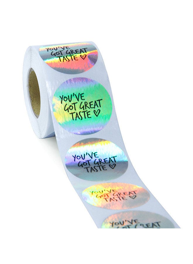 Wownect Rainbow Laser YOU'VE GOT GREAT TASTE Stationary Stickers Round [1inch][500 Pcs Labels] Labels For Envelope Seals Packing Seals cards Gift Boxes Shopping Bags Bouquets Decoration  - Image 1