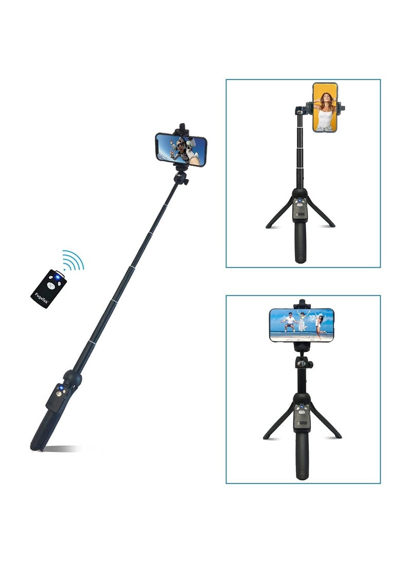 ELTRAZONE - 48" Compact Selfie Stick & Tripod, Extendable, Wireless Bluetooth Remote, Lightweight Aluminum, Travel Ready, Compatible with iPhone 14 13 12 Pro Xs Max Xr - Image 1