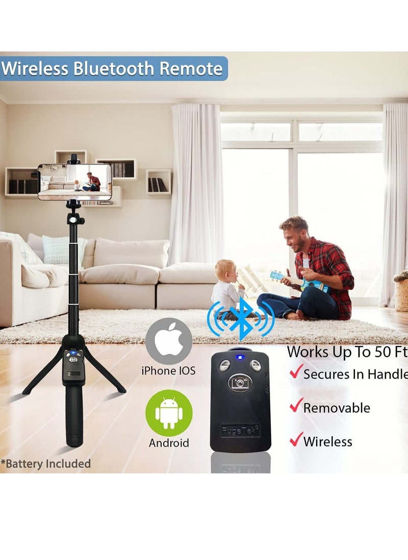 ELTRAZONE - 48" Compact Selfie Stick & Tripod, Extendable, Wireless Bluetooth Remote, Lightweight Aluminum, Travel Ready, Compatible with iPhone 14 13 12 Pro Xs Max Xr - Image 1