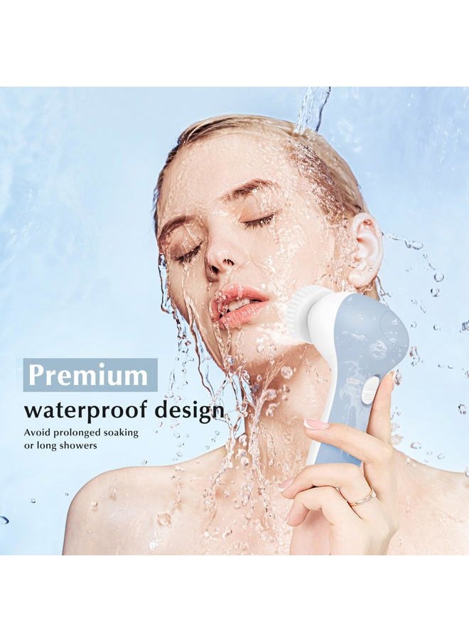 COSLUS - Facial Cleansing Brush Silicone Face Scrubber: 7 in 1 FBS-D Electric Exfoliating Rotating Massage Device Waterproof Deep Cleaning Exfoliation Spa Machine - Electronic Skin Care Wash System - Image 1