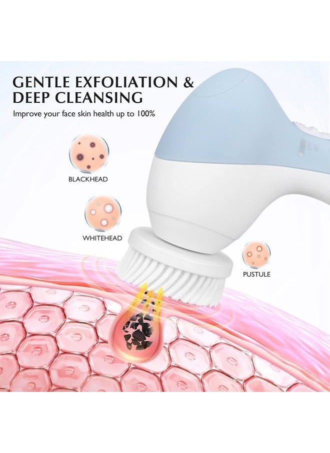 COSLUS - Facial Cleansing Brush Silicone Face Scrubber: 7 in 1 FBS-D Electric Exfoliating Rotating Massage Device Waterproof Deep Cleaning Exfoliation Spa Machine - Electronic Skin Care Wash System - Image 1