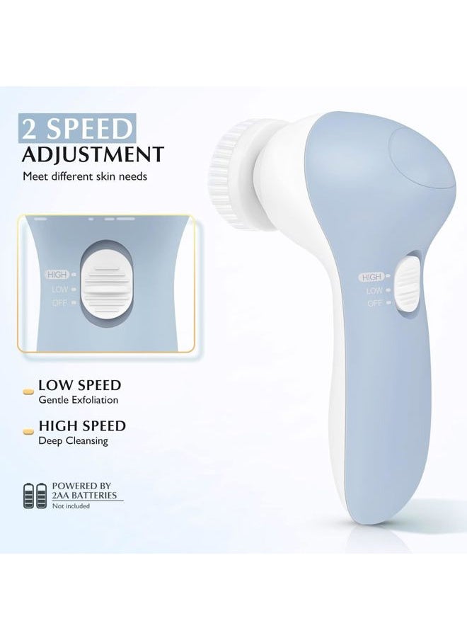 COSLUS - Facial Cleansing Brush Silicone Face Scrubber: 7 in 1 FBS-D Electric Exfoliating Rotating Massage Device Waterproof Deep Cleaning Exfoliation Spa Machine - Electronic Skin Care Wash System - Image 1