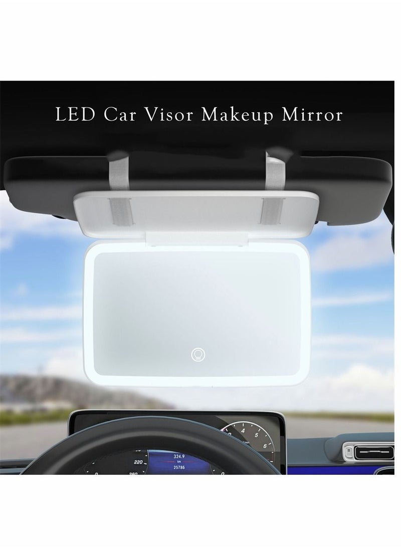 Y&D Car Vanity Mirror with LED Lights 5x MAGNIFIED Sun Visor Makeup Dimming Touch Sensor Cosmetic Portable Travel Interior Built-in Lithium Battery Rear View (White)  - Image 3