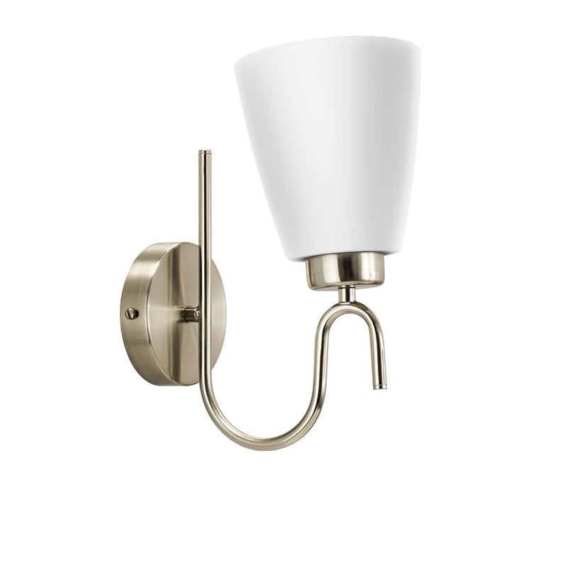 wipro BeuHome Single Wall Light BW01 | Premium Indoor Decorative Light with Contemporary Sleek Design | Antique Surface Mounted Classic Wall Light for Bedroom, Living Room | B22 (1H, Matte Nickel) - Image 1