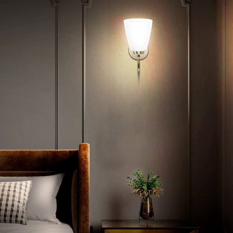 wipro BeuHome Single Wall Light BW01 | Premium Indoor Decorative Light with Contemporary Sleek Design | Antique Surface Mounted Classic Wall Light for Bedroom, Living Room | B22 (1H, Matte Nickel) - Image 3