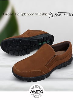 Meto Casual formal shoes made of original natural suede leather, honey colour, and medical upholstery  - Image 1