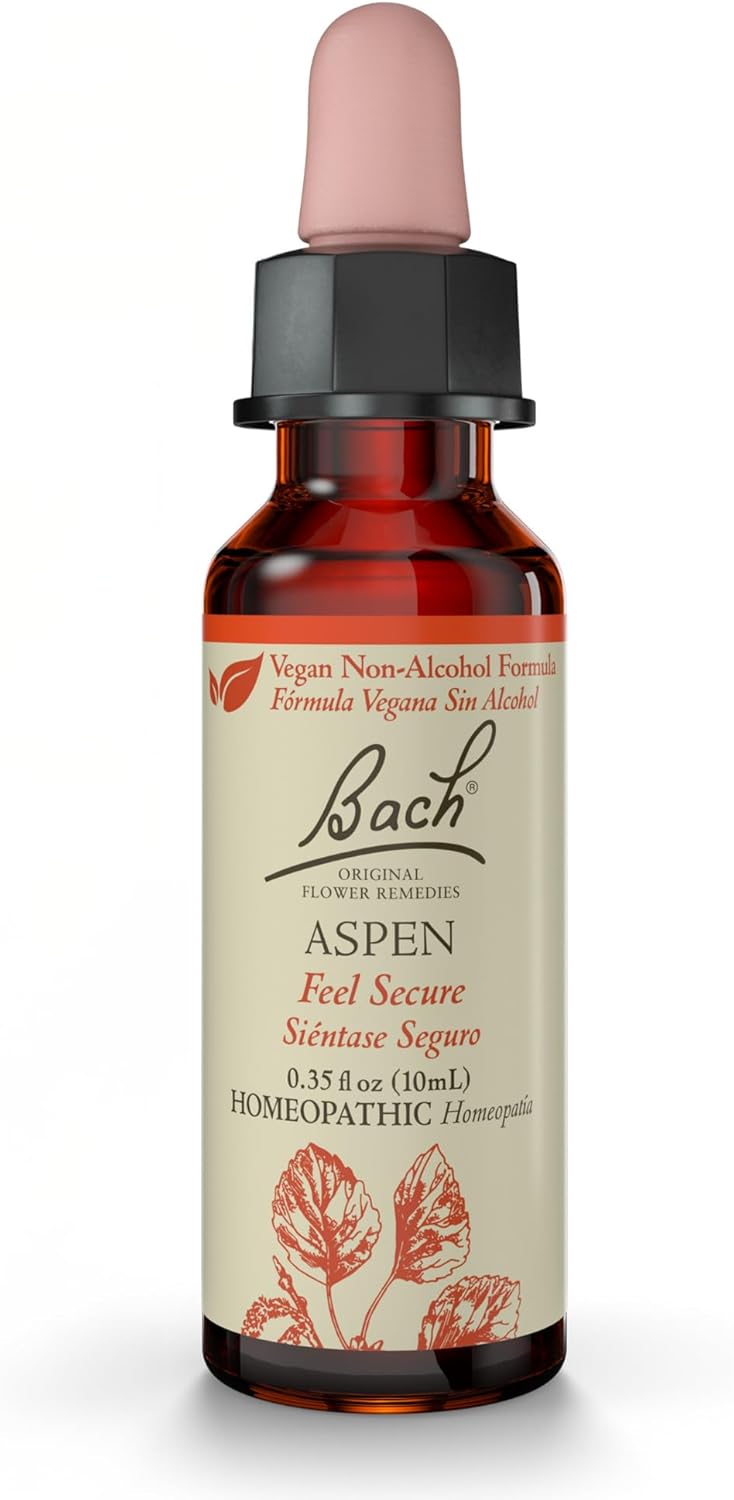 Bach Original Flower Remedies, Aspen (Non-Alcohol Formula) - Feel Secure - Natural Homeopathic Flower Essence for Emotional Balance - Vegan, Gluten Free, Sugar Free - 10mL Dropper