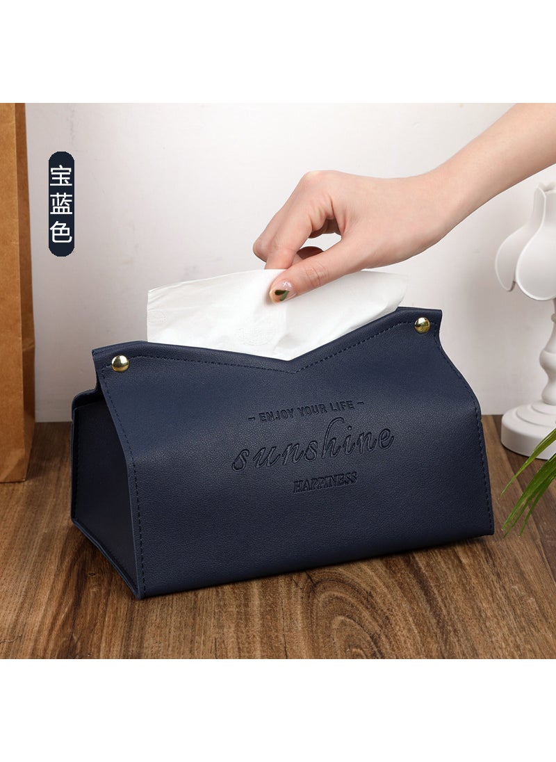 European Style ins Paper Box Car Living Room Household High-end Desktop Car Creative Light Luxury Modern Leather Tissue Box Royal Blue