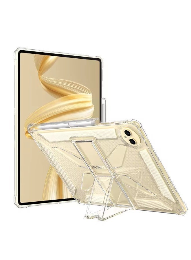 جراب شفاف مزود بحامل لجهاز هواوي ميت باد برو 12.2 (إصدار 2024)، مقاوم للصدمات، نحيف وخفيف الوزن، مقاوم للاصفرار، مزود بغطاء قابل للطي وحامل قلم - شفاف - Image 2