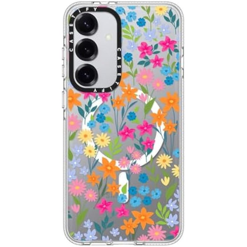CASETIFY Magnetic Clear Galaxy S25+ Case 【Compatible with Magsafe】 - Bright Spring Flowers - Image 1