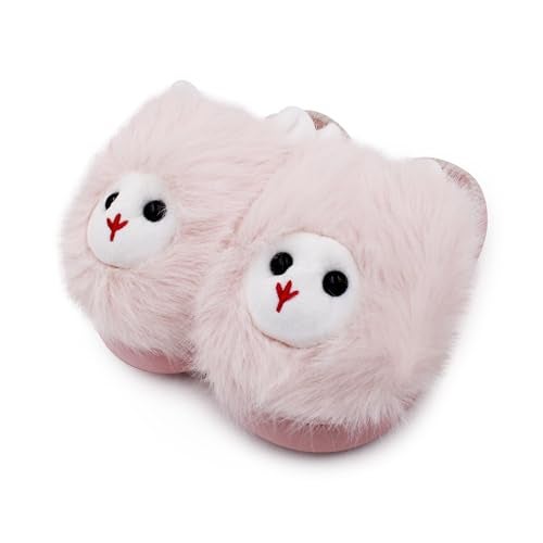 VRITRAZ Women’s Cute Furry Slippers | Soft Plush Animal Design Winter Wear | Warm Cozy Home Footwear | Comfortable Stylish Slippers for Ladies (Size 9, Pink) - Image 1